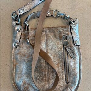 Super cool, metallic leather crossbody.